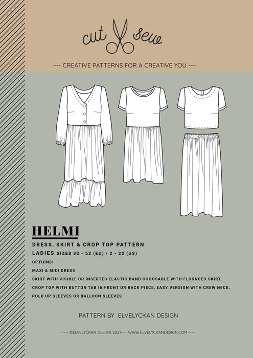 HELMI - DRESS, SKIRT & CROP TOP  (3 PCS)
